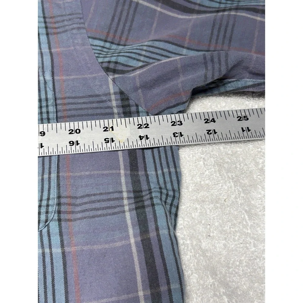 Polo Ralph Lauren Caldwell Shirt M Grey Teal Plaid Cotton Camp 90s VINTAGE MINT